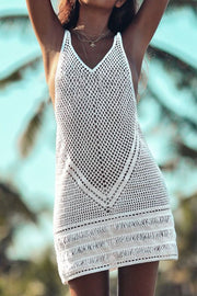 Double Take Openwork V-Neck Tank Knit Cover Up