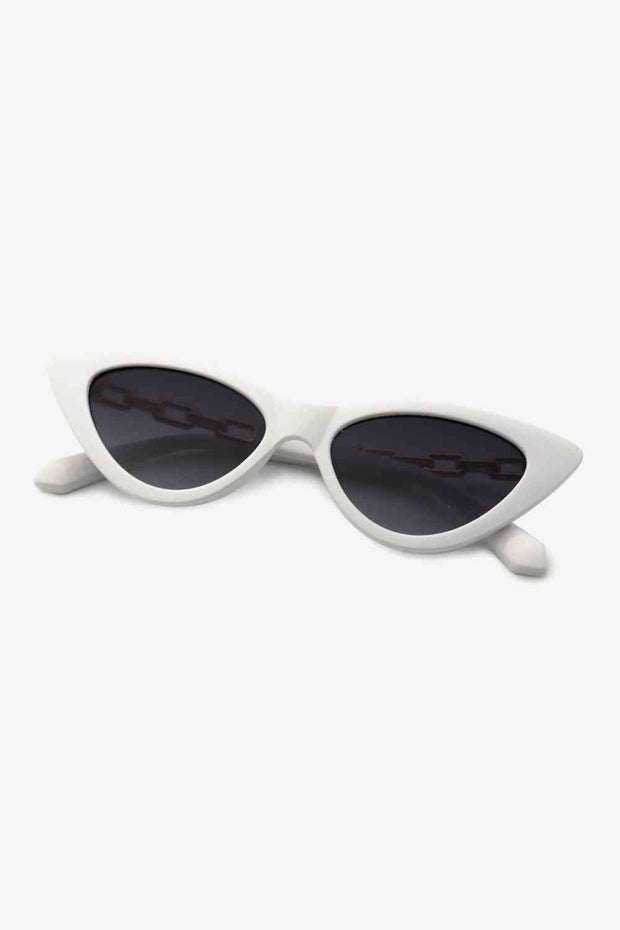Chain Detail Cat-Eye Sunglasses w/ Case Included