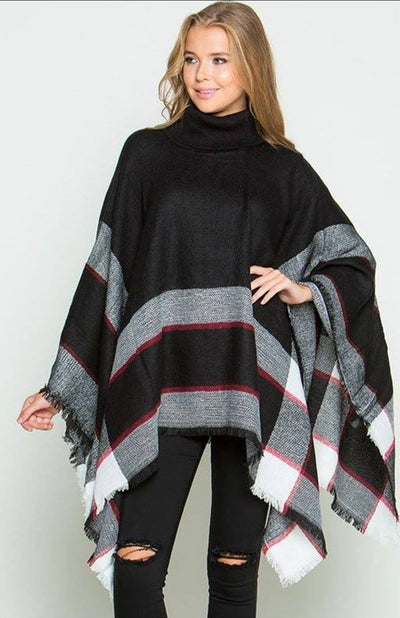 The NonStop Plaid Turtle Neck Poncho