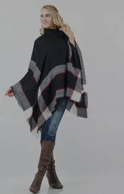 The NonStop Plaid Turtle Neck Poncho