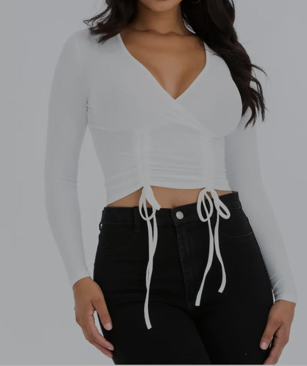The Milk White Runched Top