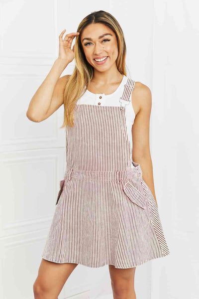 White Birch To The Park Full Size Overall Dress in Pink